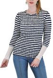 LONG SLEEVE CREW NECK STRIPES WITH BACK ZIP