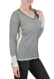 LONG SLEEVE V NECK WITH MESH CUFF