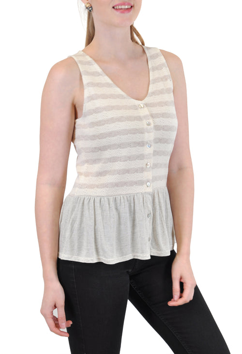 PEPLUM TANK WITH FRONT BUTTONS