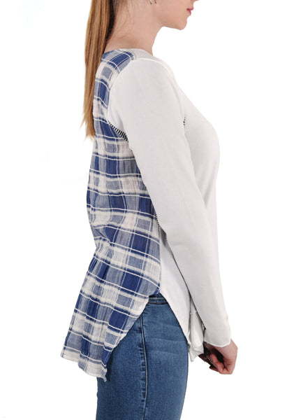 LONG SLEEVE PLAID BACK