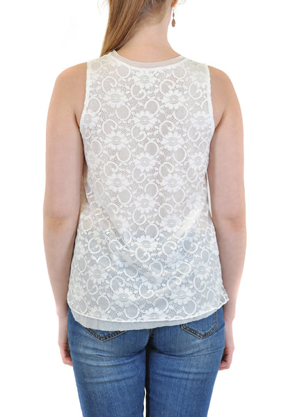 LACE TANK MESH LINED