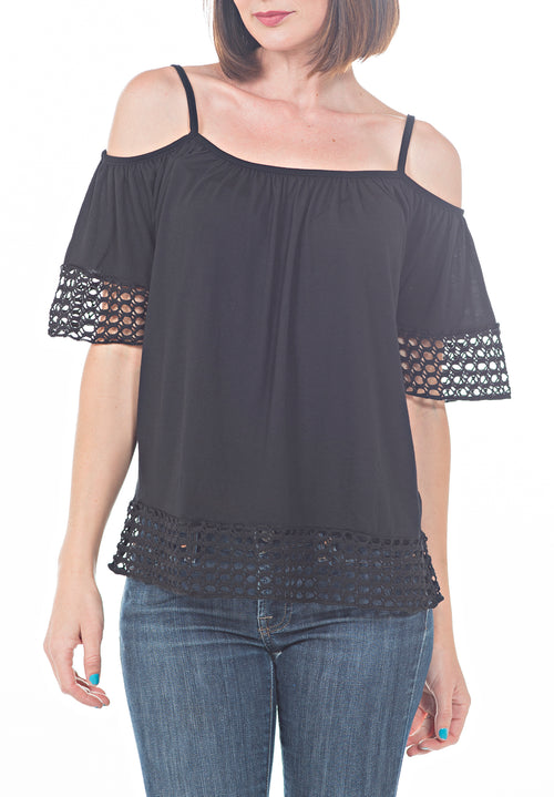 COLD SHOULDER HIPPIE TOP - PTJ TREND: Women's Designer Clothing