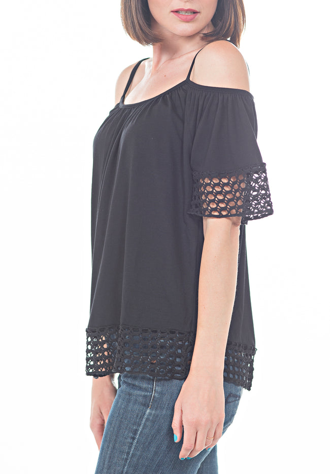 COLD SHOULDER HIPPIE TOP - PTJ TREND: Women's Designer Clothing