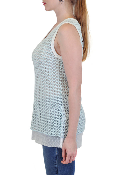 CROCHET TANK WITH LACE LINING