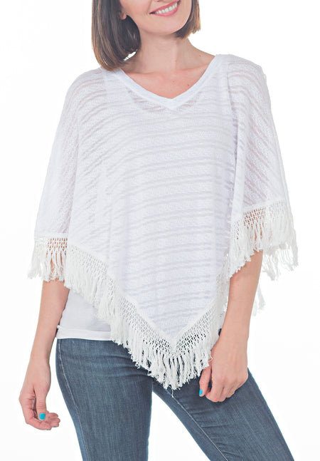 V NECK 3/4 BELL SLEEVE  WITH STRIPE ACCENT