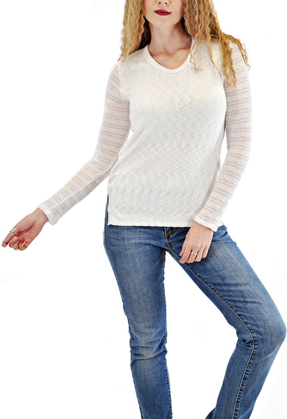 Lace Sleeve Crew Neck