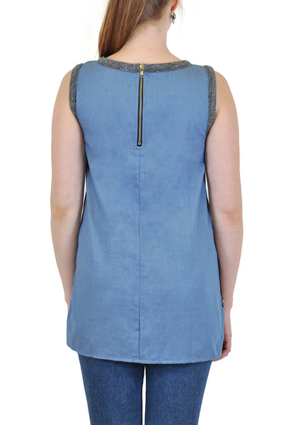 SLEEVELESS WITH CONTRAST BACK  AND SIDE ZIPPERS