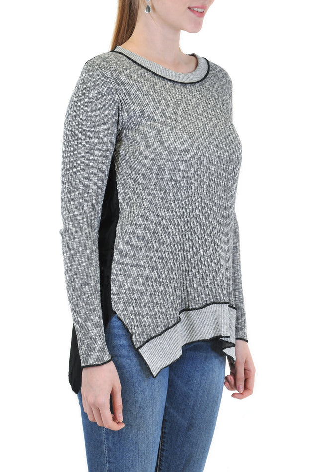 LONG SLEEVE CREW TOP BAMBOO STYLE RIB