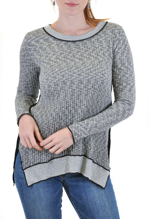 LONG SLEEVE CREW TOP BAMBOO STYLE RIB