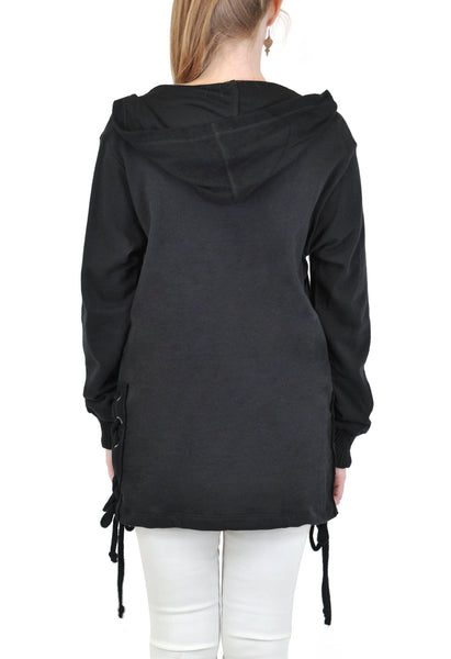 ZIP UP HOODIE WITH SIDE LACE