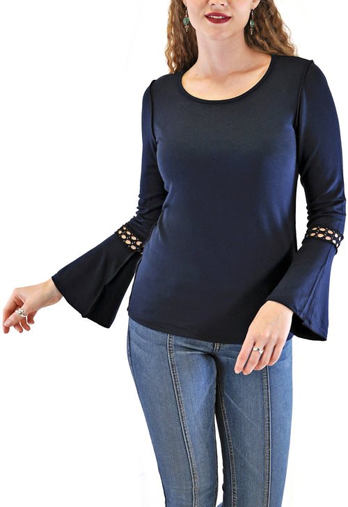 LONG SLEEVE BELL SLEEVE WITH CROCHET INSERT