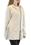 OVER-SIZED ZIP-UP HOODED JACKET WITH SIDES EYELET