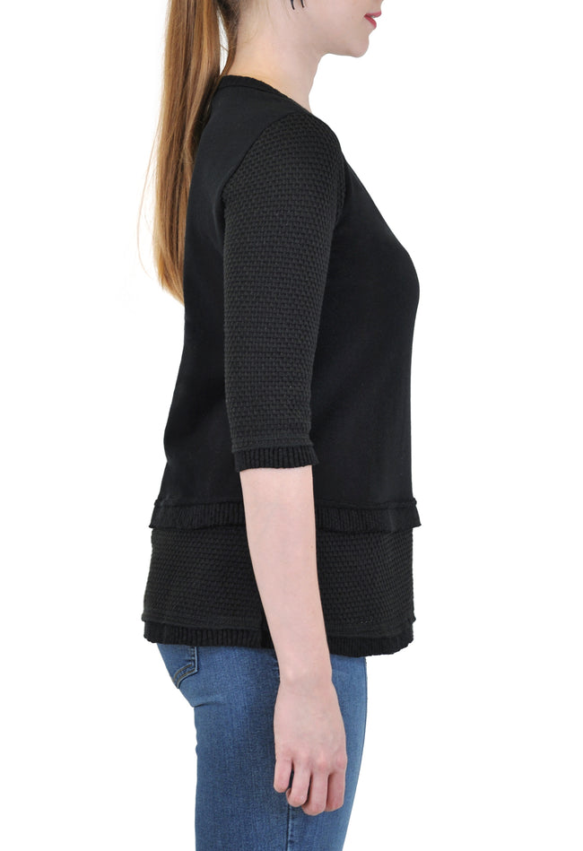 QUARTER SLEEVE CREW NECK TOP