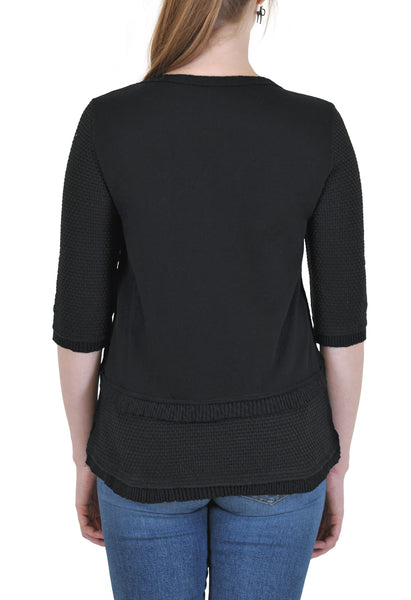 QUARTER SLEEVE CREW NECK TOP