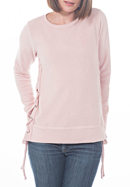 V NECK 3/4 BELL SLEEVE  WITH STRIPE ACCENT