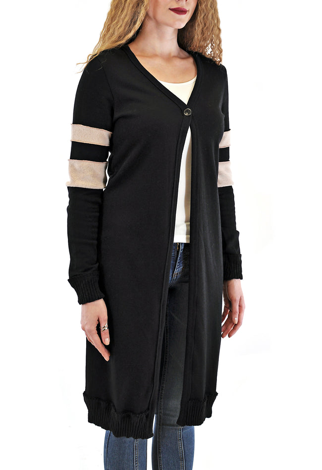 LONG SINGLE BUTTON COAT  WITH SLEEVE DESIGN