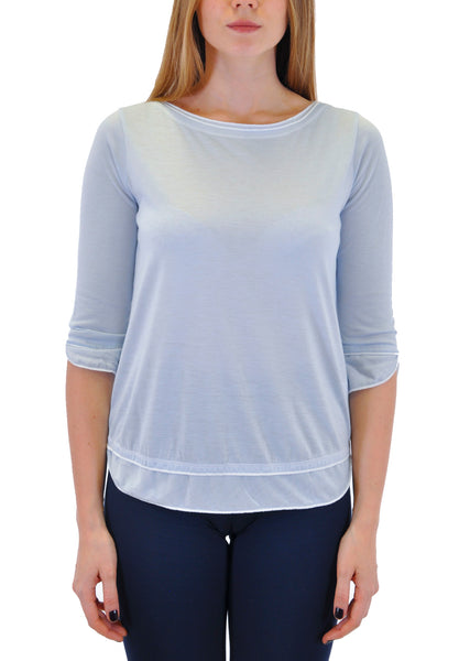 3/4 SLEEVE LAYERED TOP WITH CONTRAST STITCH