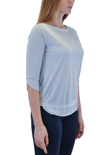 3/4 SLEEVE LAYERED TOP WITH CONTRAST STITCH
