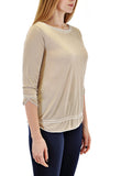3/4 SLEEVE LAYERED TOP WITH CONTRAST  STITCH