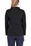 LONG SLEEVE CREW WITH SIDE RUFFLES AND ZIPPER