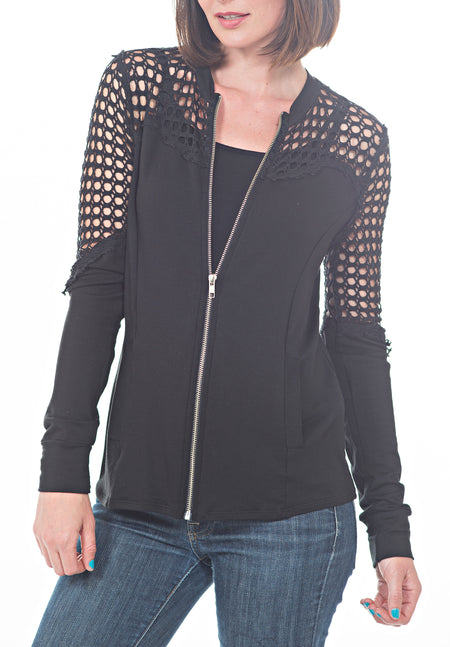 LONG SLEEVE WITH SHOULDEr ZIPPER ACCENT