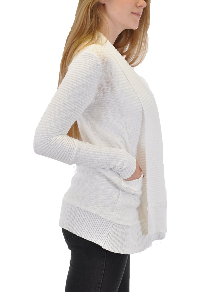 OPEN FRONT CARDIGAN WITH RIB BAND