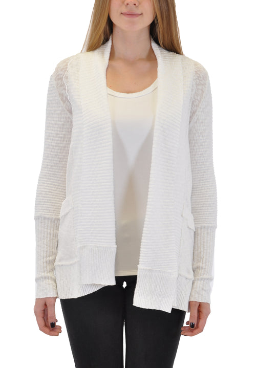 OPEN FRONT CARDIGAN WITH RIB BAND