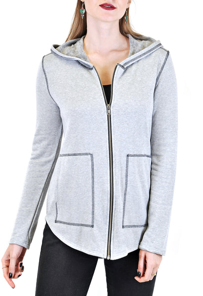 ZIP-UP HOODIE WITH CONTRAST STITCH