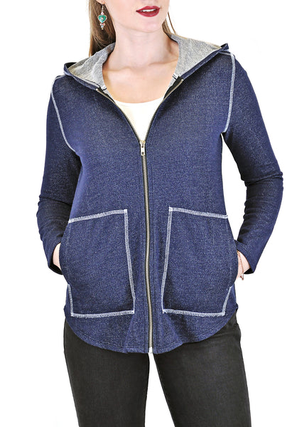 ZIP-UP HOODIE WITH CONTRAST STITCH