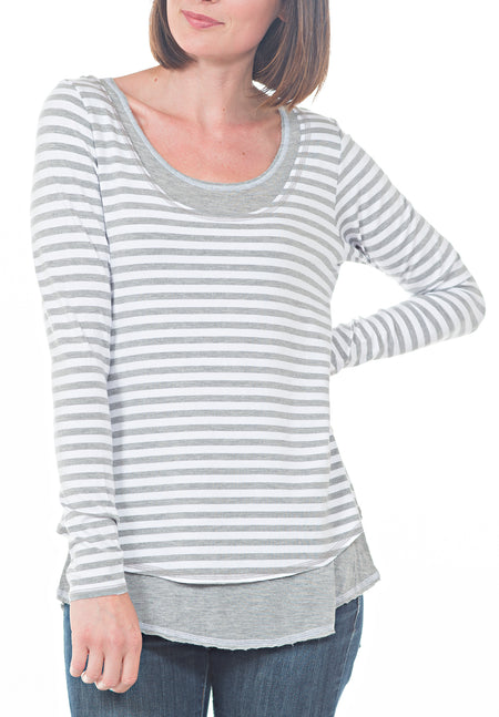 LONG SLEEVE CREW WITH LACE-UP TIE FRONT