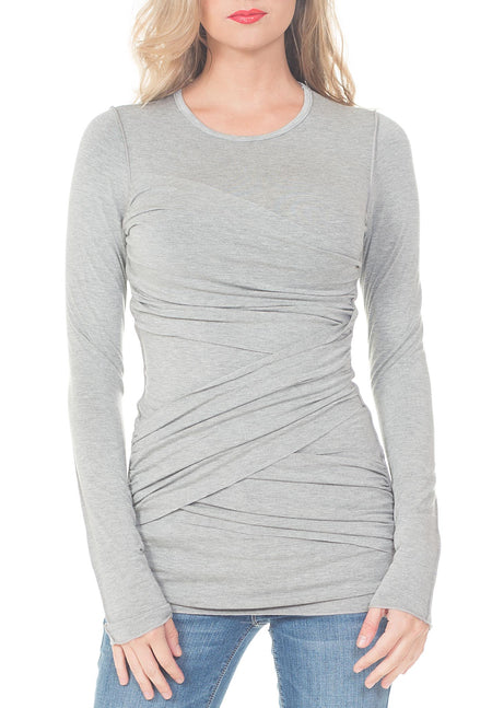 LONG SLEEVE CREW WITH LACE-UP TIE FRONT