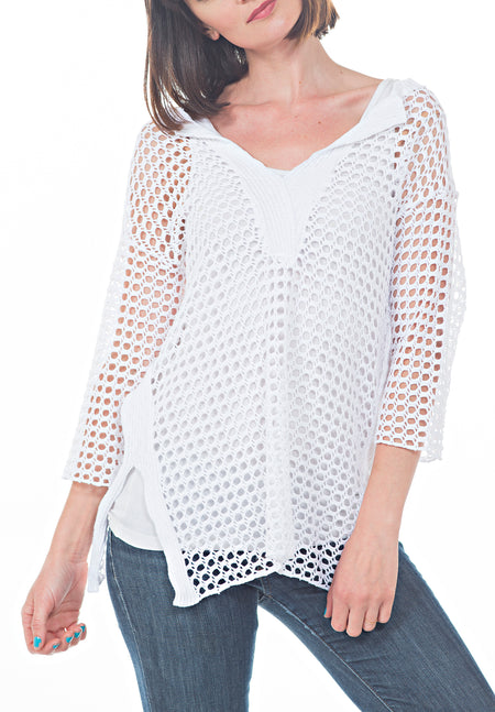 LONG SLEEVE CREW WITH LACE-UP TIE FRONT