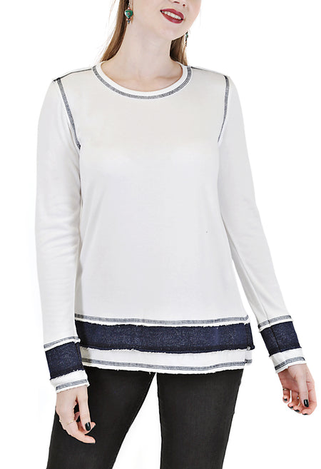 LONG SLEEVE CREW WITH LACE-UP TIE FRONT