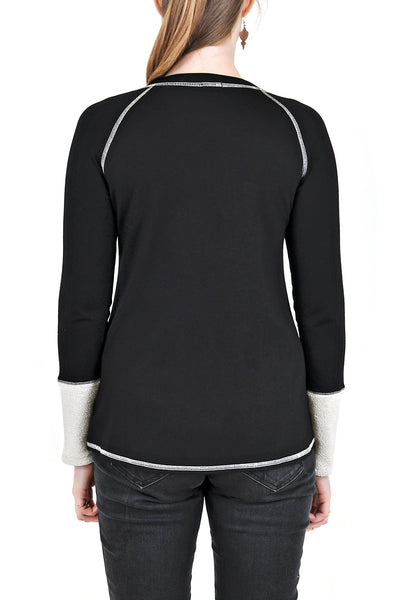 LONG SLEEVE CREW WITH LACE-UP TIE FRONT