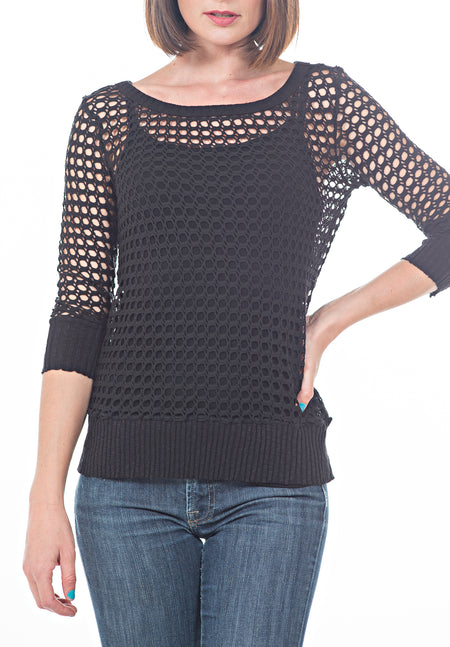 Long Sleeve Fishnet Sleeve Top