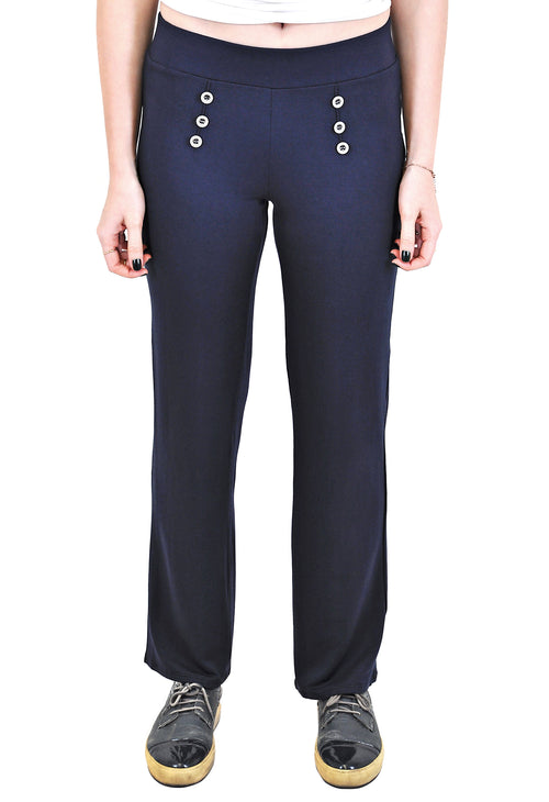 STRAIGHT LEG PANTS WITH FRONT BUTTONS