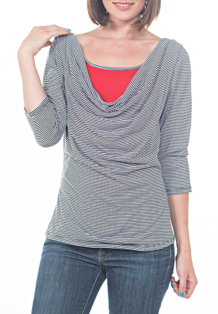 LONG SLEEVE CREW WITH LACE-UP TIE FRONT