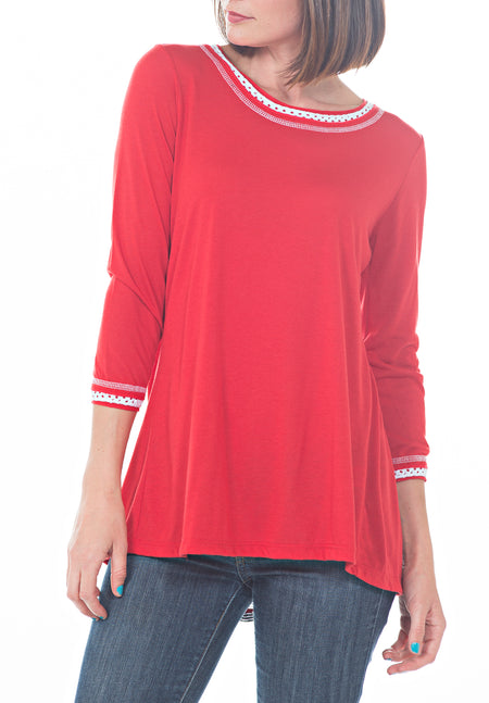 LONG SLEEVE CREW WITH LACE-UP TIE FRONT