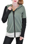 LONG SLEEVE SNAP FRONT COLOR BLOCK HOODIE