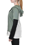 LONG SLEEVE SNAP FRONT COLOR BLOCK HOODIE