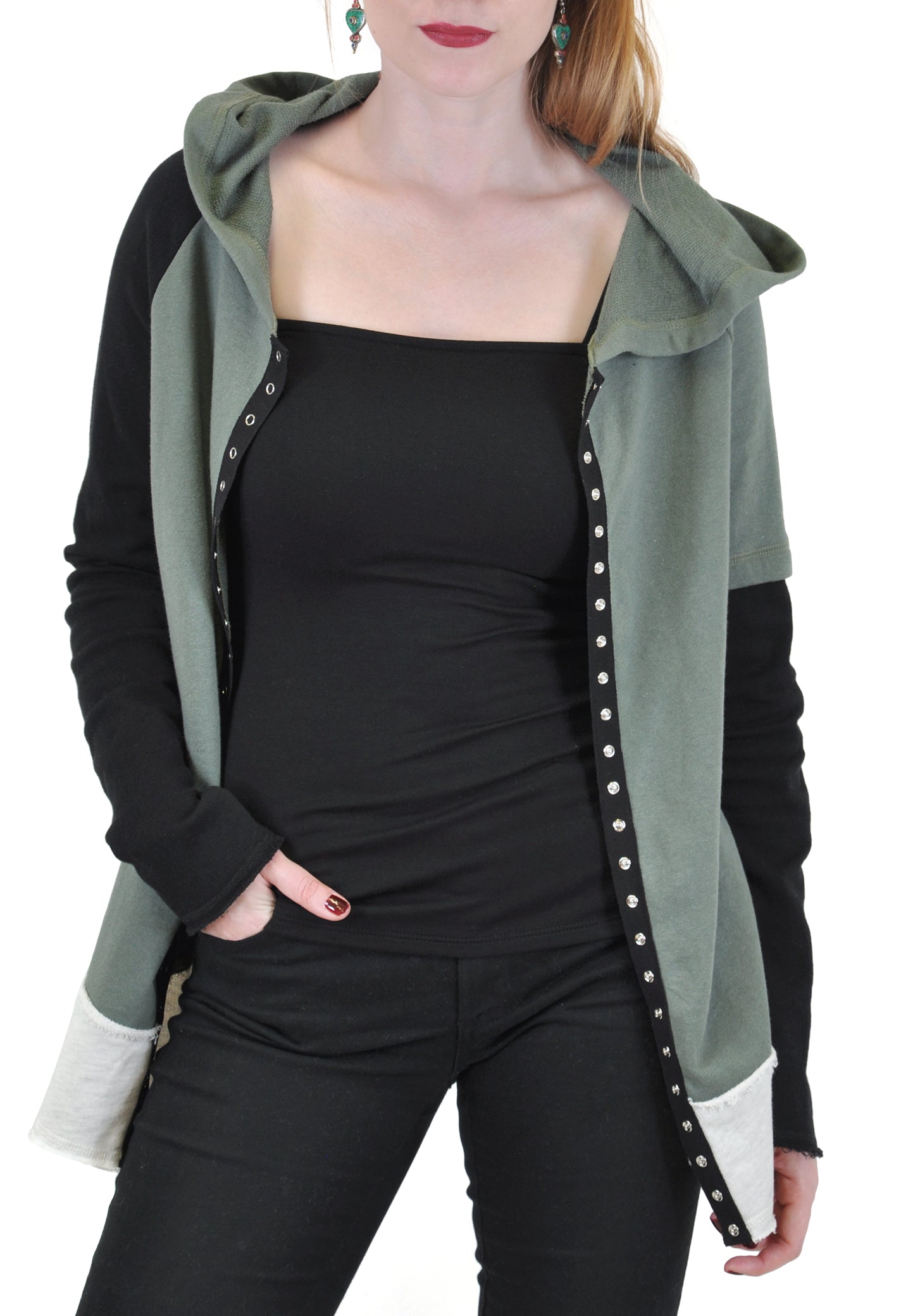 Color Block Snap Buttons Sweatshirt main image 1