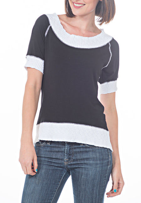 LONG SLEEVE CREW WITH LACE-UP TIE FRONT