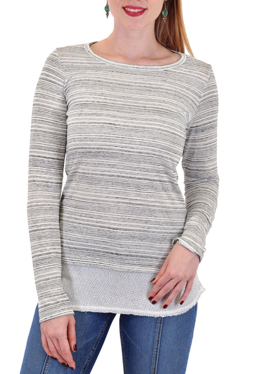 STRIPES LONG SLEEVE CREW  CROCHET BOTTOM